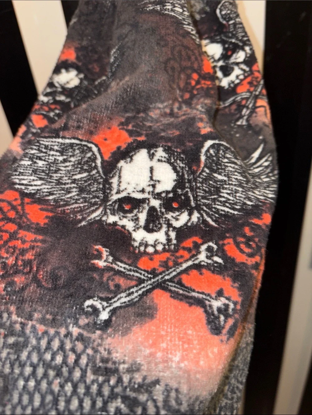 Handmade Crochet Top Skull Kitchen Towel Halloween Bikercore Man Cave Home Bar